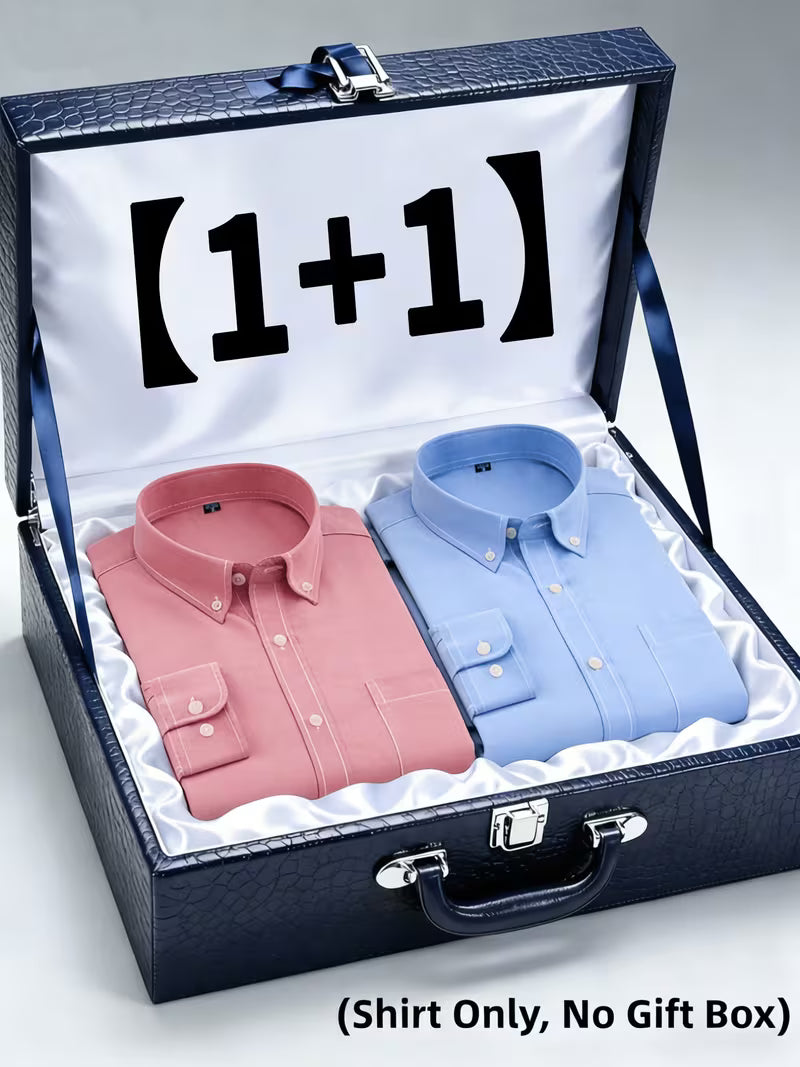 2pcs Set of Oxford Cloth Solid Color Long Sleeve Shirts (SKU-2S-01)