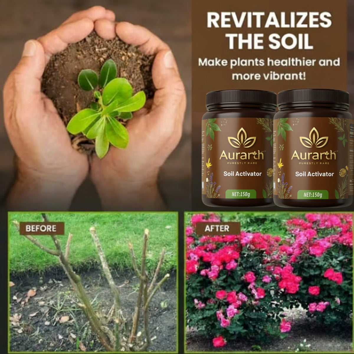 (Pack of 2) Soil Activated Treasure – Organic Soil Activator to Loosen Hard Soil, Boost Root Growth & Make Plants Healthy