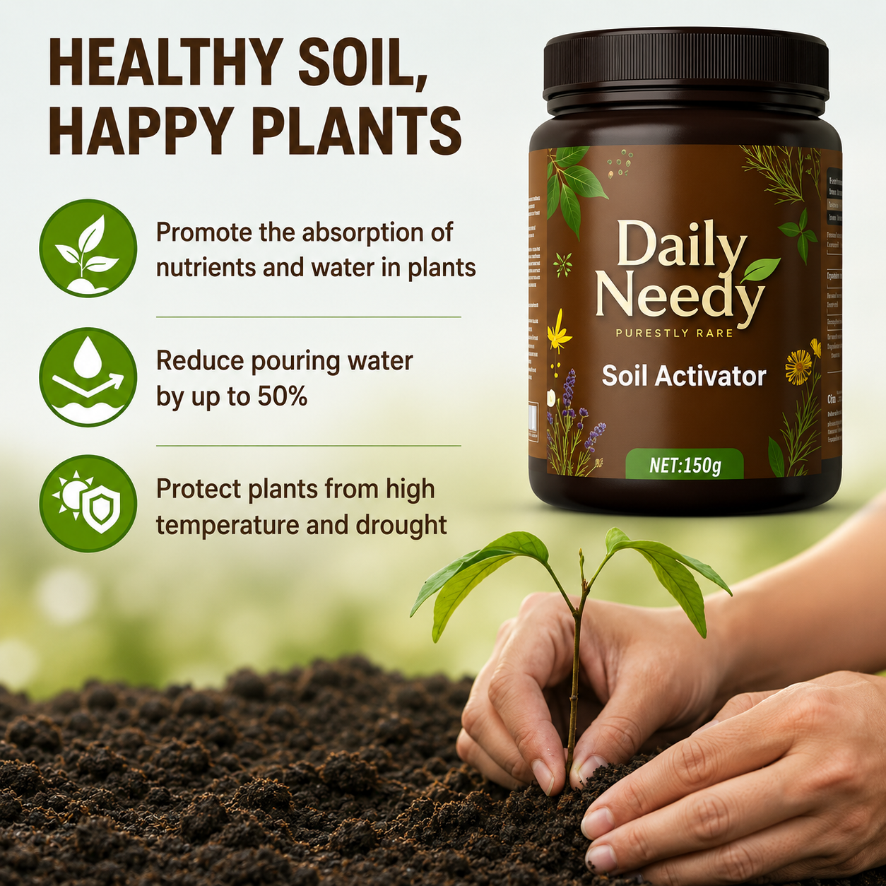 (Pack of 2) Soil Activated Treasure – Organic Soil Activator to Loosen Hard Soil, Boost Root Growth & Make Plants Healthy