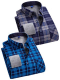 Men'S Casual Plaid Long-Sleeve Double-Sided Fleece Thickened Warm Shirt (SKU-2S-41)