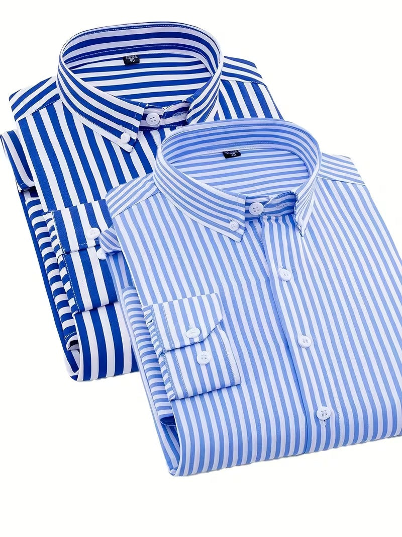Two-Pc Men'S Fashion Striped Long Sleeve Shirt (SKU-2S-09)