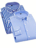 Two-Pc Men'S Fashion Striped Long Sleeve Shirt (SKU-2S-09)