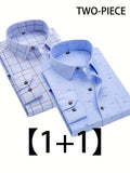 2 Men's Casual Plaid Long-sleeve Shirts (SKU-2S-14)