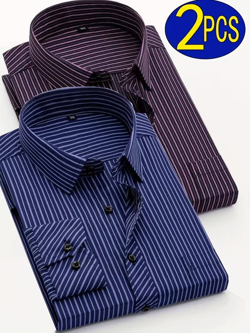 Men'S Formal Shirt, Casual Digital Stripe Long Sleeve (SKU-2S-13)