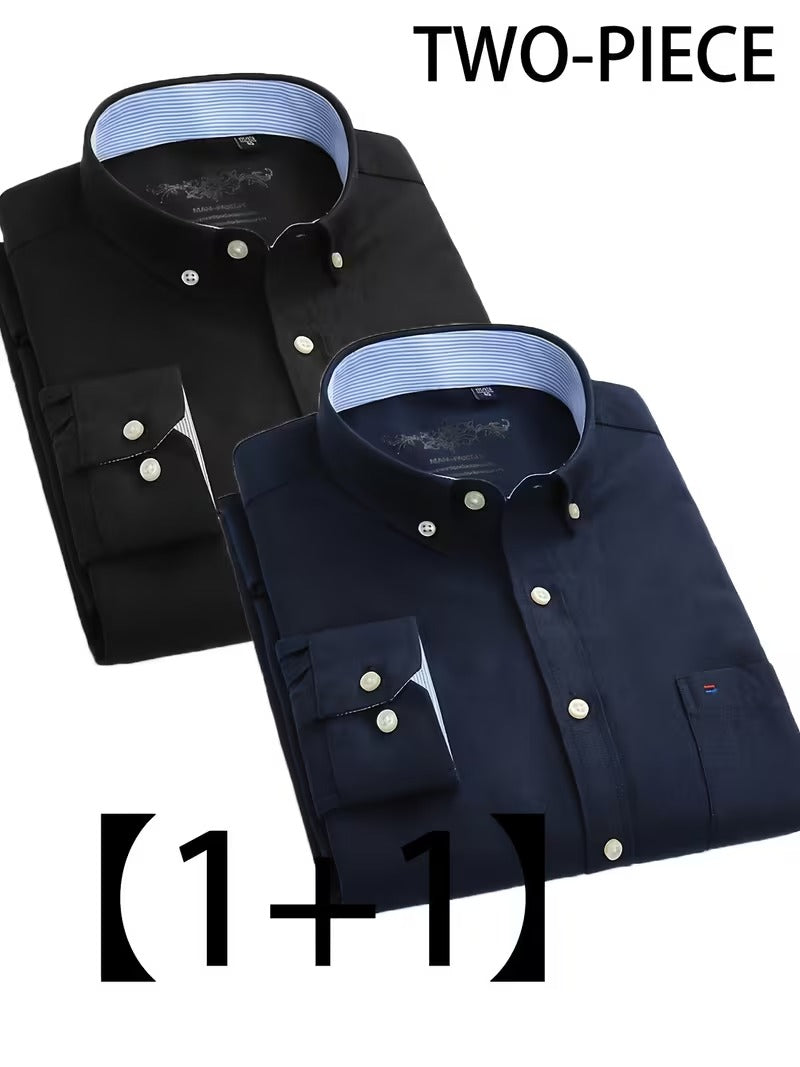 Two-pc Oxford Shirt, Solid Color (SKU-2S-12)