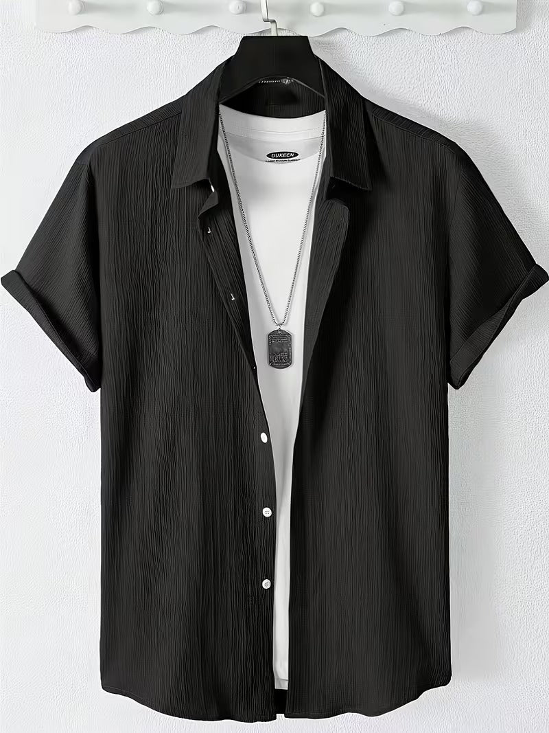 Men'S 3-pc Short Sleeve Button- Shirts, Casual Lightweight Textured Summer Shirts