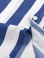 Men Full Sleeve White Blue Striped Casual Shirt (SKU-037)