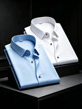 2pcs Men's Solid Color Dress Shirts, Business Casual, Simple (SKU-2S-37)
