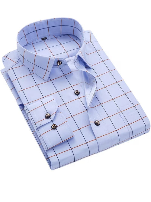 2 Men's Casual Plaid Long-sleeve Shirts (SKU-2S-14)