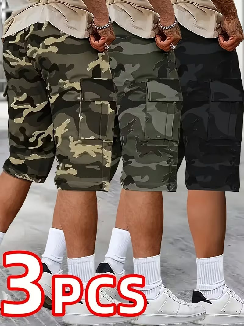 3pcs Camo Cargo Shorts for Men
