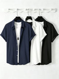 Men'S 3-pc Short Sleeve Button- Shirts, Casual Lightweight Textured Summer Shirts