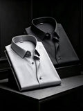2pcs Men's Solid Color Dress Shirts, Business Casual (SKU-2S-03)