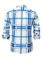 Men Full Sleeve White and Blue Line Casual Shirt (SKU-023)