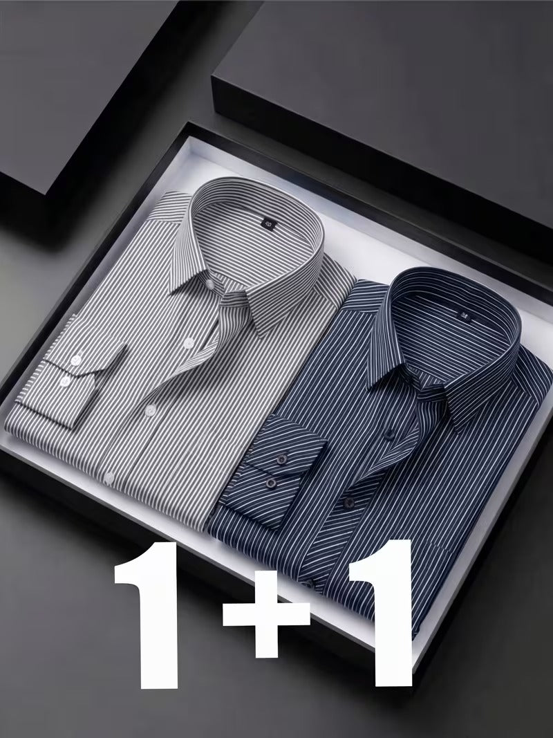 Men'S Striped Shirt Two-Piece Set (SKU-2S-45)
