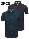 2-pc Casual Shirt Set, Short Sleeve And Button- Style in Checkered Prints (SKU-2S-35)