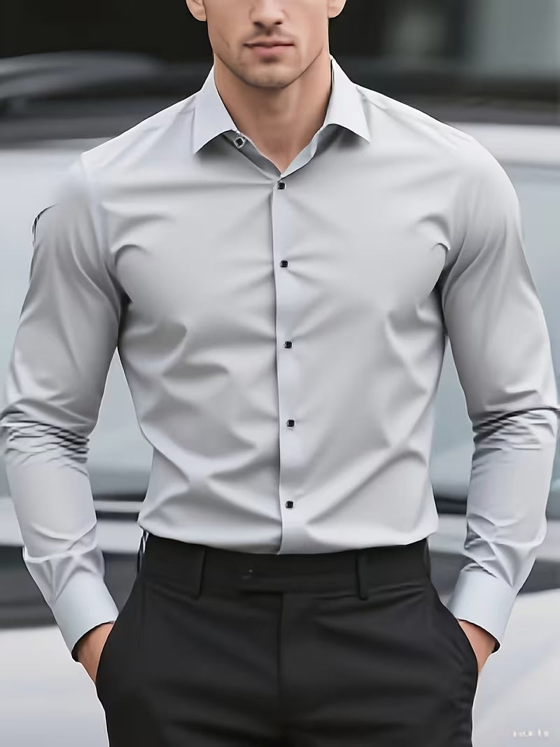 2pcs Men's Solid Color Dress Shirts, Business Casual (SKU-2S-03)