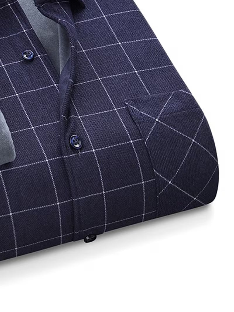 Men's Casual Plaid Long-Sleeve -Lined Thickened Warm Shirt (SKU-2S-43)