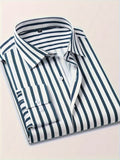 Men Full Sleeve White Blue Striped Casual Shirt (SKU-034)