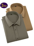 Two-Pc Men'S Solid Color Long-Sleeved Shirt Fabric Details Twill (SKU-2S-07)