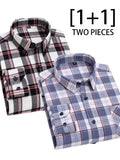 Two-Piece Men'S Retro Brushed Plaid Irregular Shirt (SKU-2S-47)