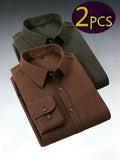 Two-Pc Men'S Solid Color Long-Sleeved Shirt Fabric Details Twill (SKU-2S-08)