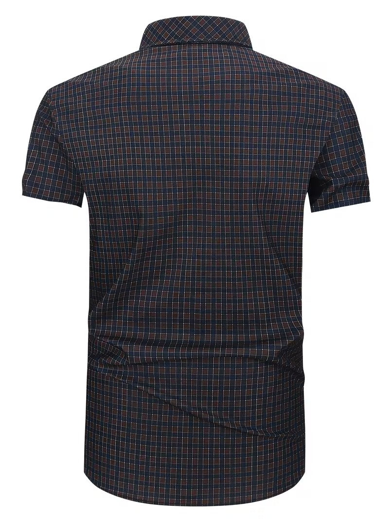 2-pc Casual Shirt Set, Short Sleeve And Button- Style in Checkered Prints (SKU-2S-35)