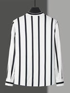 Men Full Sleeve White Black Striped Casual Shirt (SKU-036)