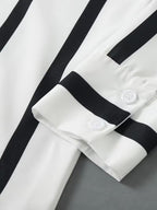 Men Full Sleeve White Black Striped Casual Shirt (SKU-036)