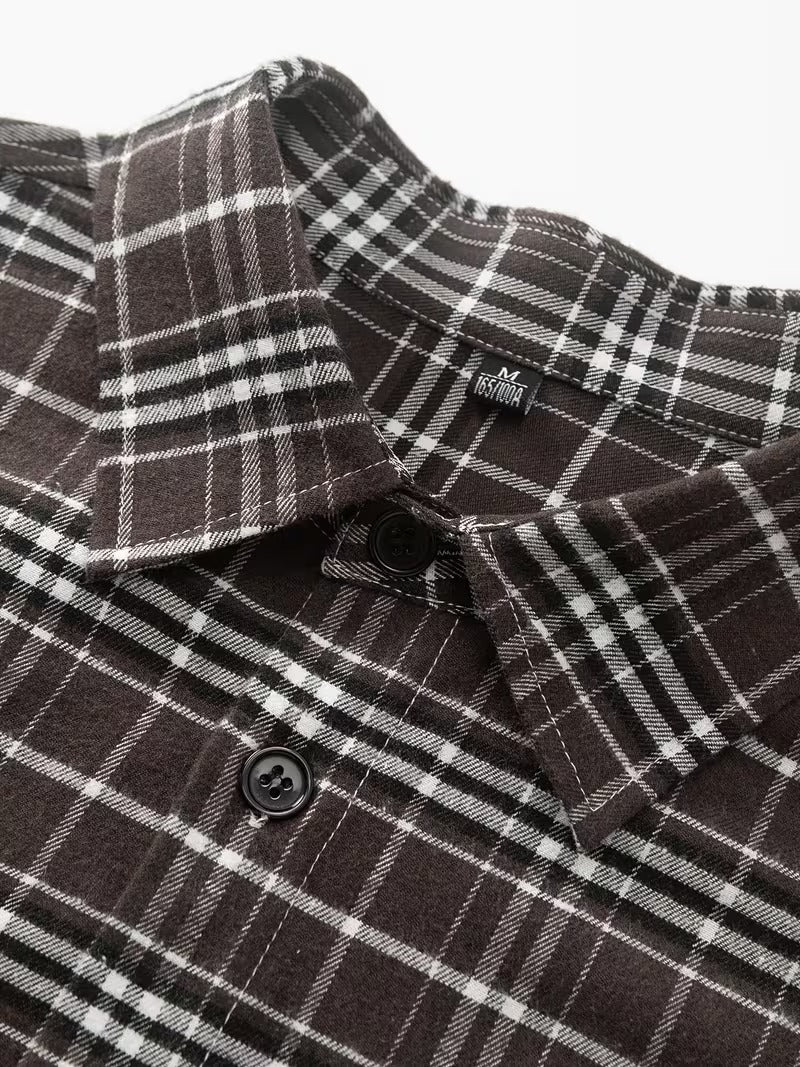 Men's 2pcs Casual Plaid Shirt Set, Mixed Plaid Patterns (SKU-2S-24)