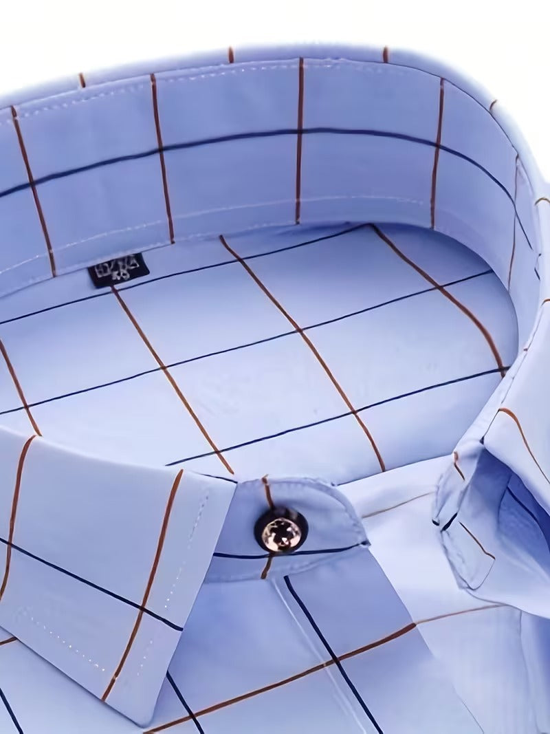 2 Men's Casual Plaid Long-sleeve Shirts (SKU-2S-14)