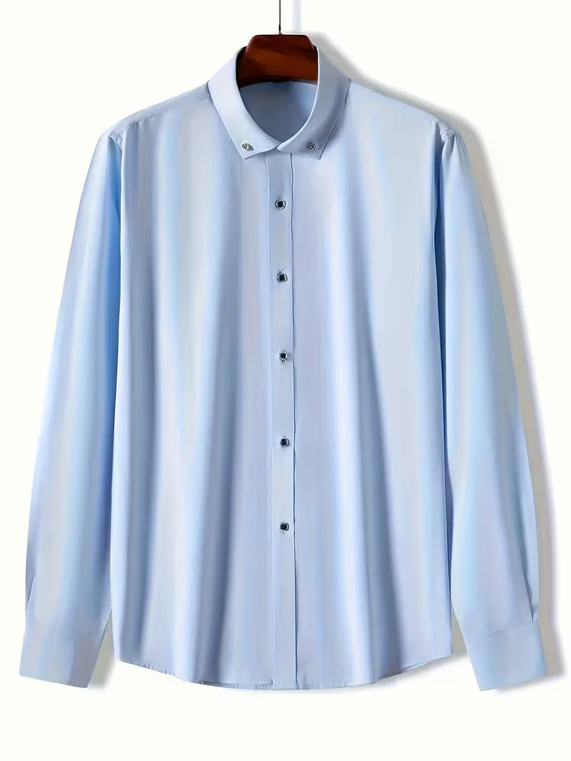 Two-Piece Set of Plus-Size Men'S Stylish Solid-Colored Shirts (SKU-2S-11)