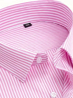 Men Full Sleeve Pink Striped Casual Shirt (SKU-039)