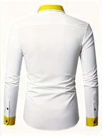 Men Full Sleeve Yellow and White Casual Shirt (SKU-015)