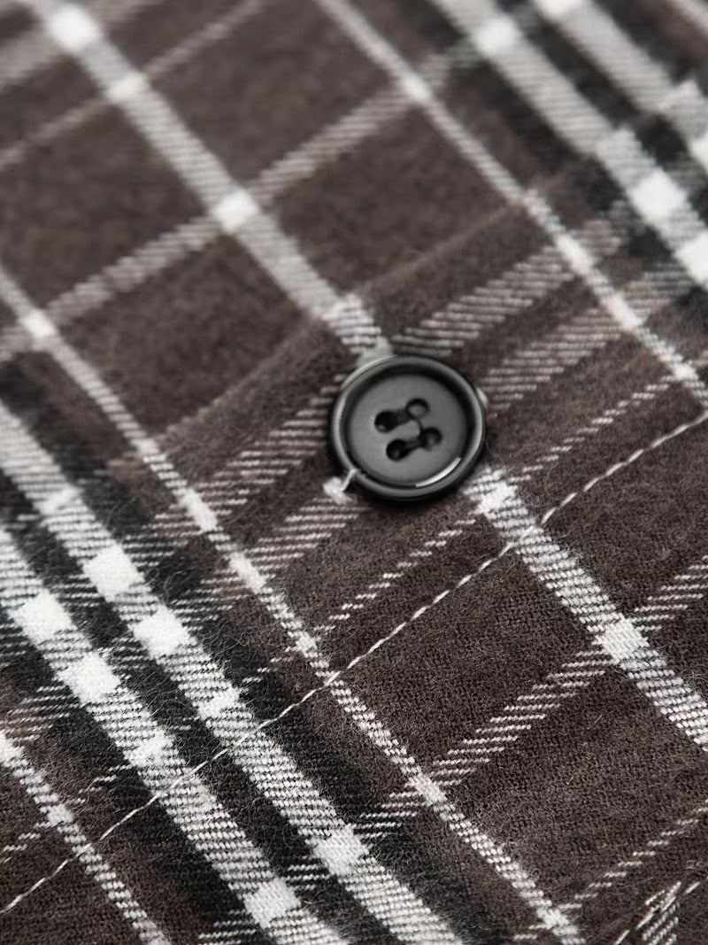 Men's 2pcs Casual Plaid Shirt Set, Mixed Plaid Patterns (SKU-2S-24)