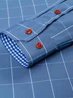 Men Full Sleeve Blue Casual Shirt (SKU-019)