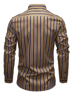Men Full Sleeve Brown Striped Casual Shirt (SKU-038)