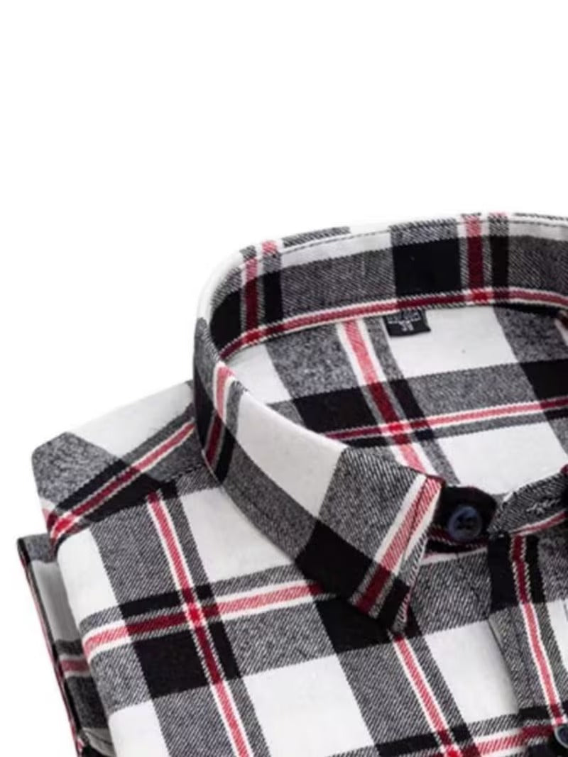 Two-Piece Men'S Retro Brushed Plaid Irregular Shirt (SKU-2S-47)