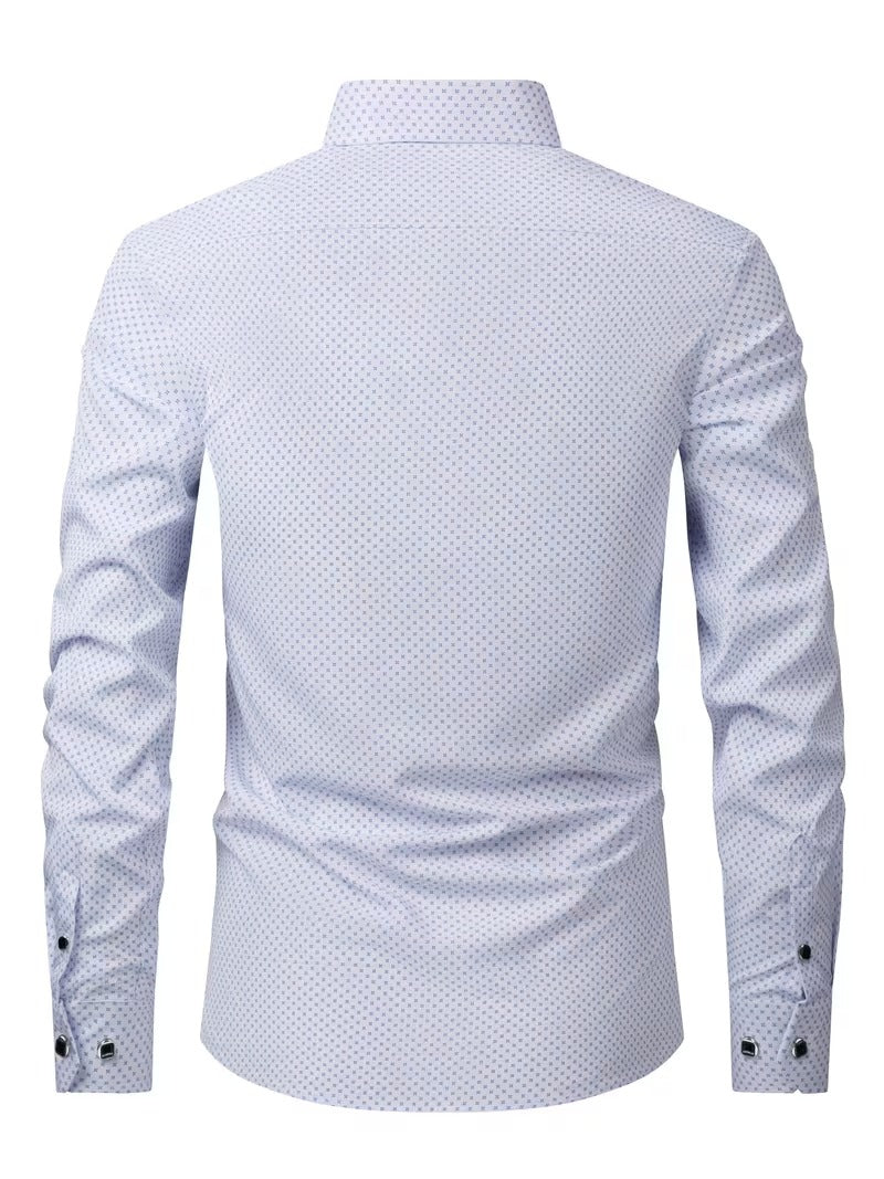 New Men'S Floral Long Sleeve Shirt with Diamond Buttons (SKU-2S-30)