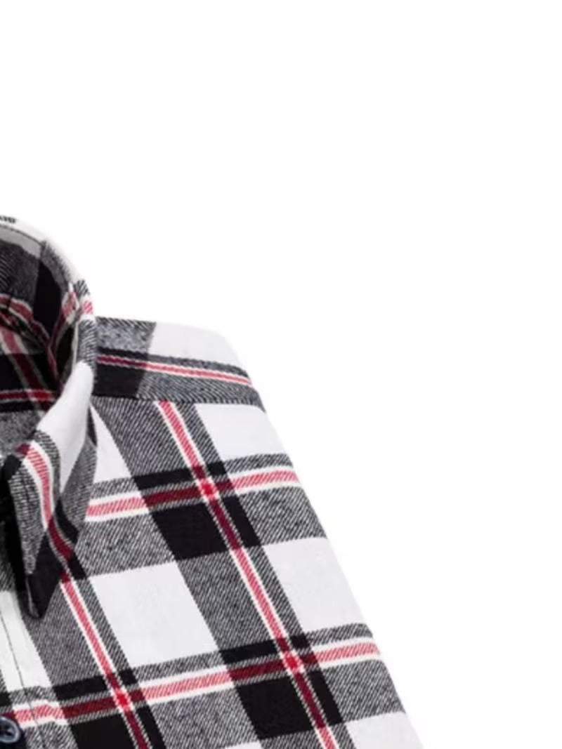 Two-Piece Men'S Retro Brushed Plaid Irregular Shirt (SKU-2S-47)