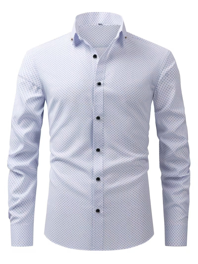 New Men'S Floral Long Sleeve Shirt with Diamond Buttons (SKU-2S-30)