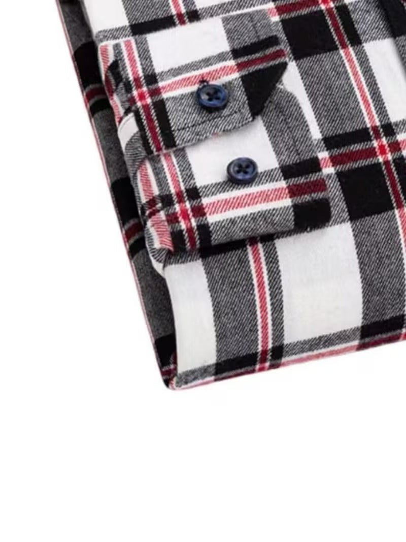 Two-Piece Men'S Retro Brushed Plaid Irregular Shirt (SKU-2S-47)