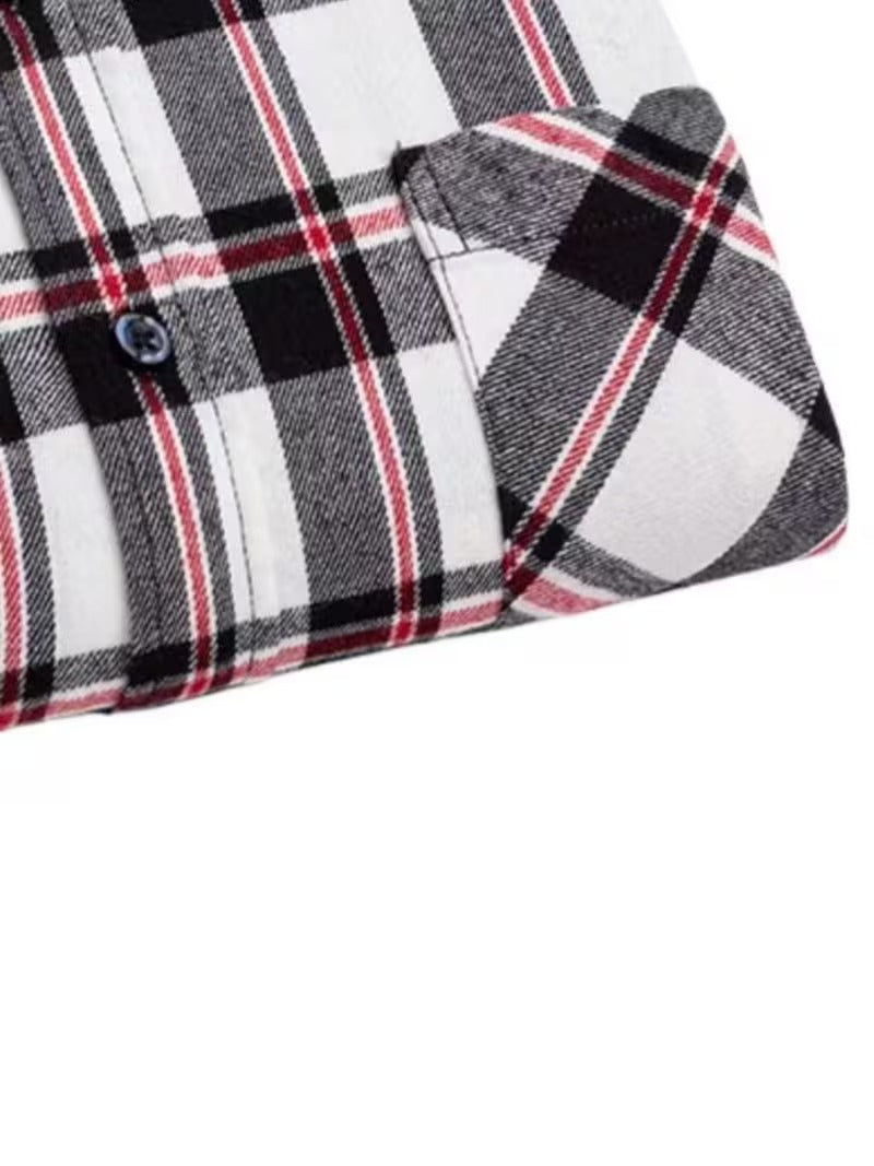 Two-Piece Men'S Retro Brushed Plaid Irregular Shirt (SKU-2S-47)