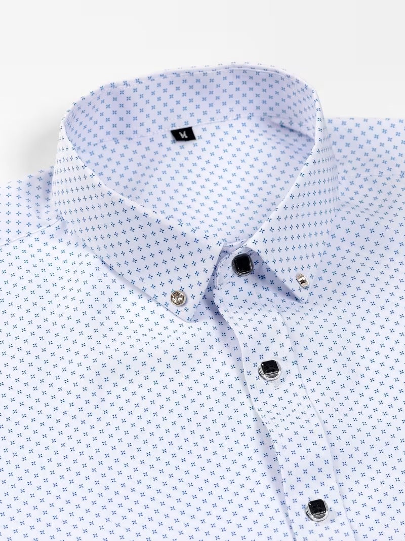 New Men'S Floral Long Sleeve Shirt with Diamond Buttons (SKU-2S-30)
