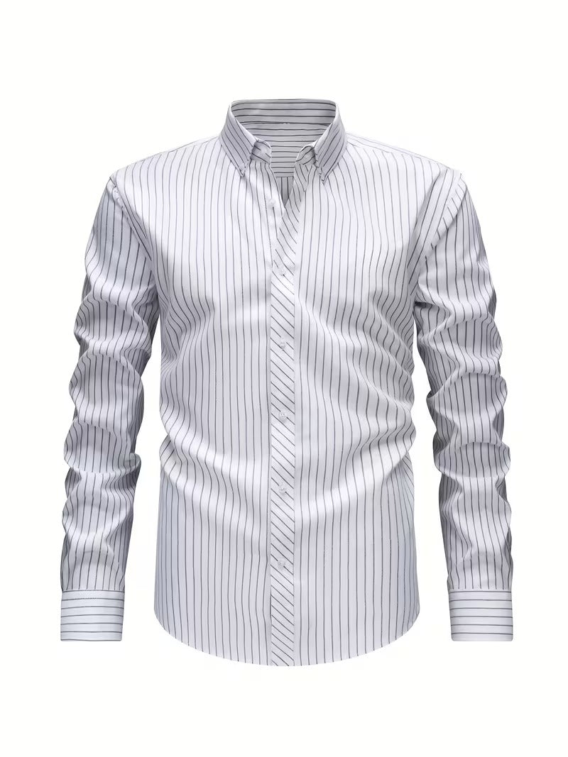 2pcs Oxford Spun Shirt Striped Shirt Men's Casual Fashion (SKU-2S-42)