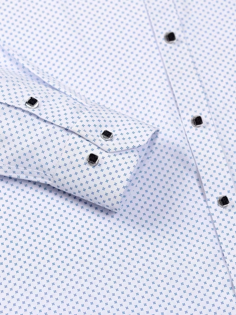 New Men'S Floral Long Sleeve Shirt with Diamond Buttons (SKU-2S-30)