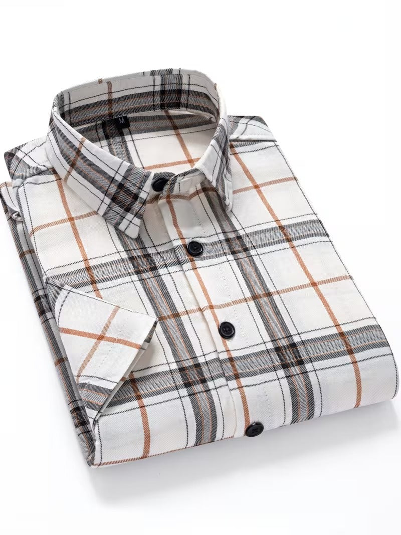 Two-pc Summer Short-Sleeve Plaid Shirts, Casual and Versatile, Comfortable (SKU-2S-15)