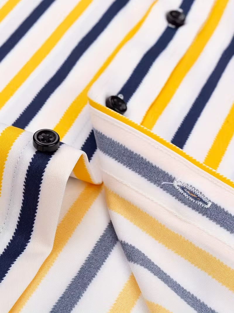 Men Full Sleeve Blue and Yellow Casual Shirt (SKU-005)