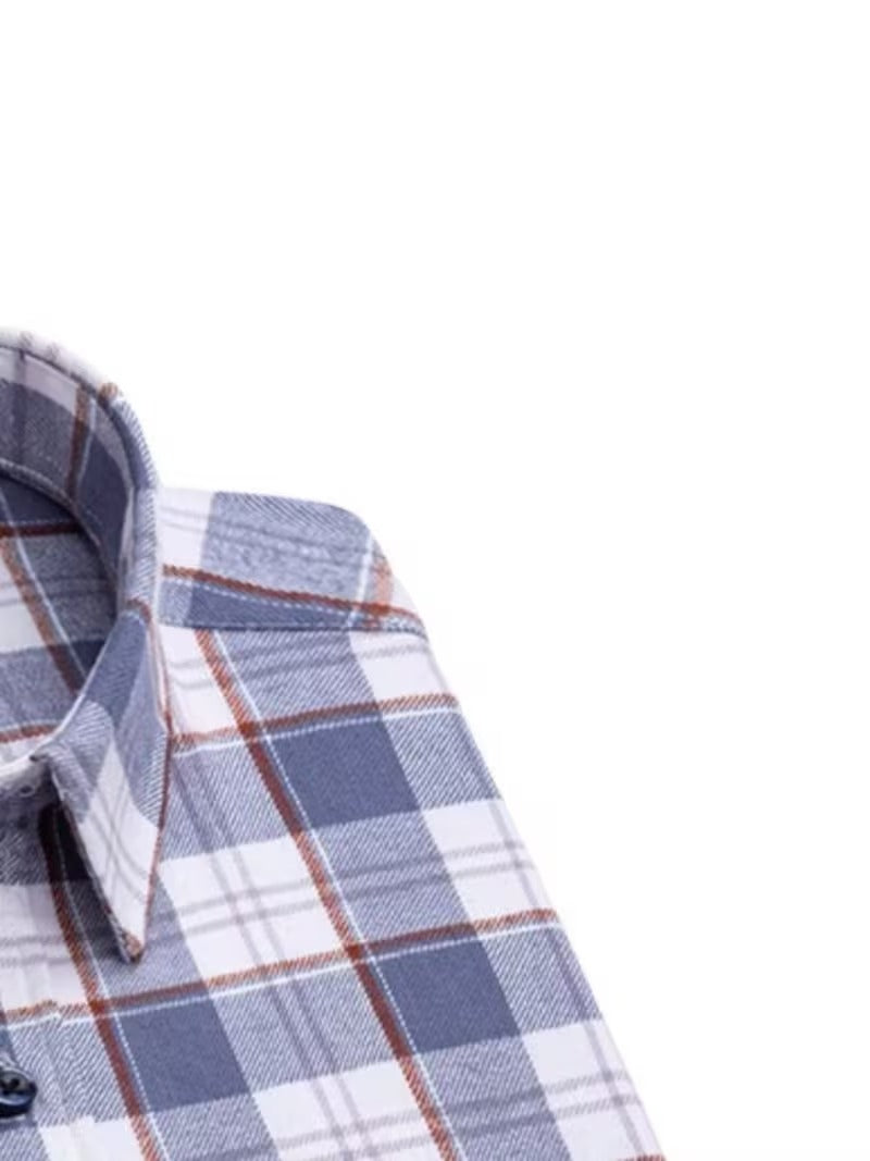 Two-Piece Men'S Retro Brushed Plaid Irregular Shirt (SKU-2S-47)