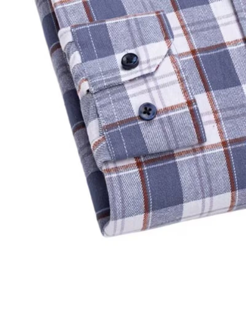 Two-Piece Men'S Retro Brushed Plaid Irregular Shirt (SKU-2S-47)