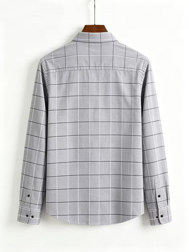 Two-Piece Men'S Plaid Fashion Shirt, Long-Sleeved Shirt (SKU-2S-25)